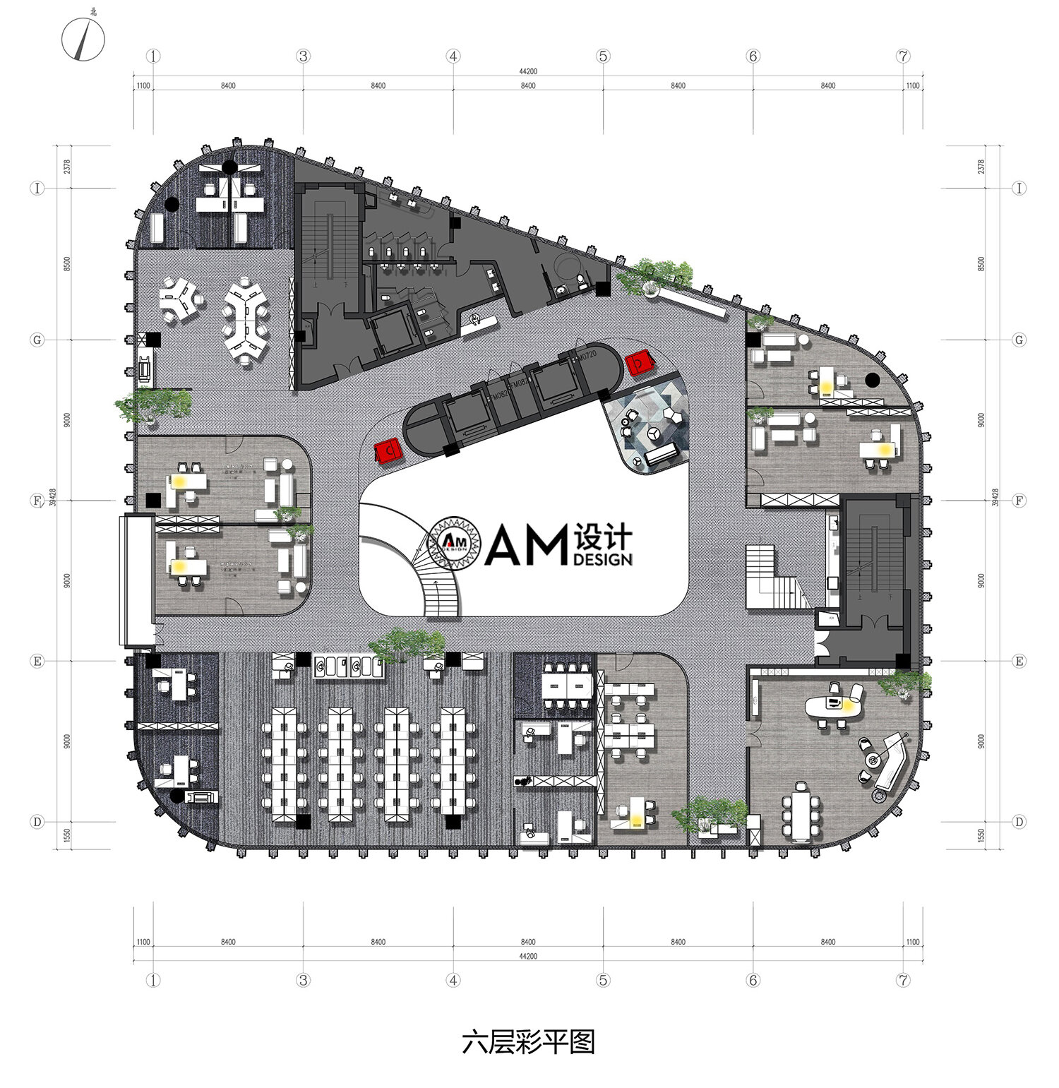 AM设计 | 内蒙古东源集团办公楼六层平面图设计