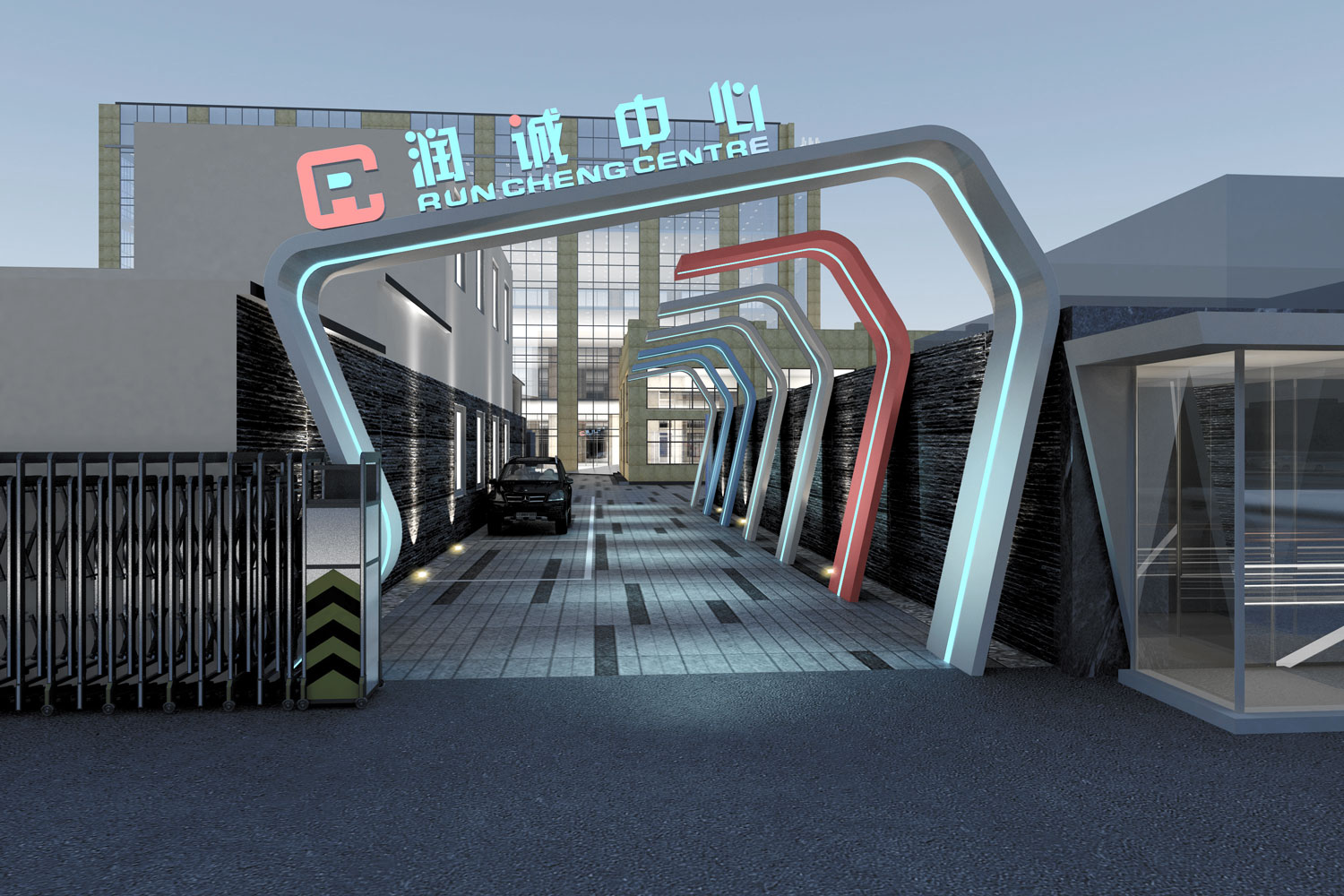 润诚中心办公楼园区规划设计_建筑入口_AM